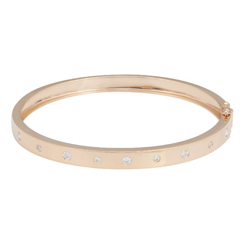 14K Rose Gold Classic Diamond Bangle