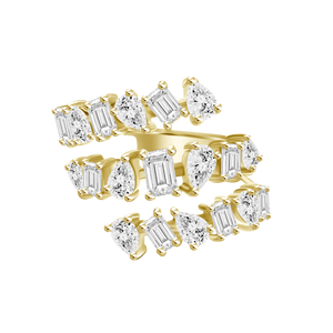 18K Yellow Gold Diamond Multishaped Coil Ring