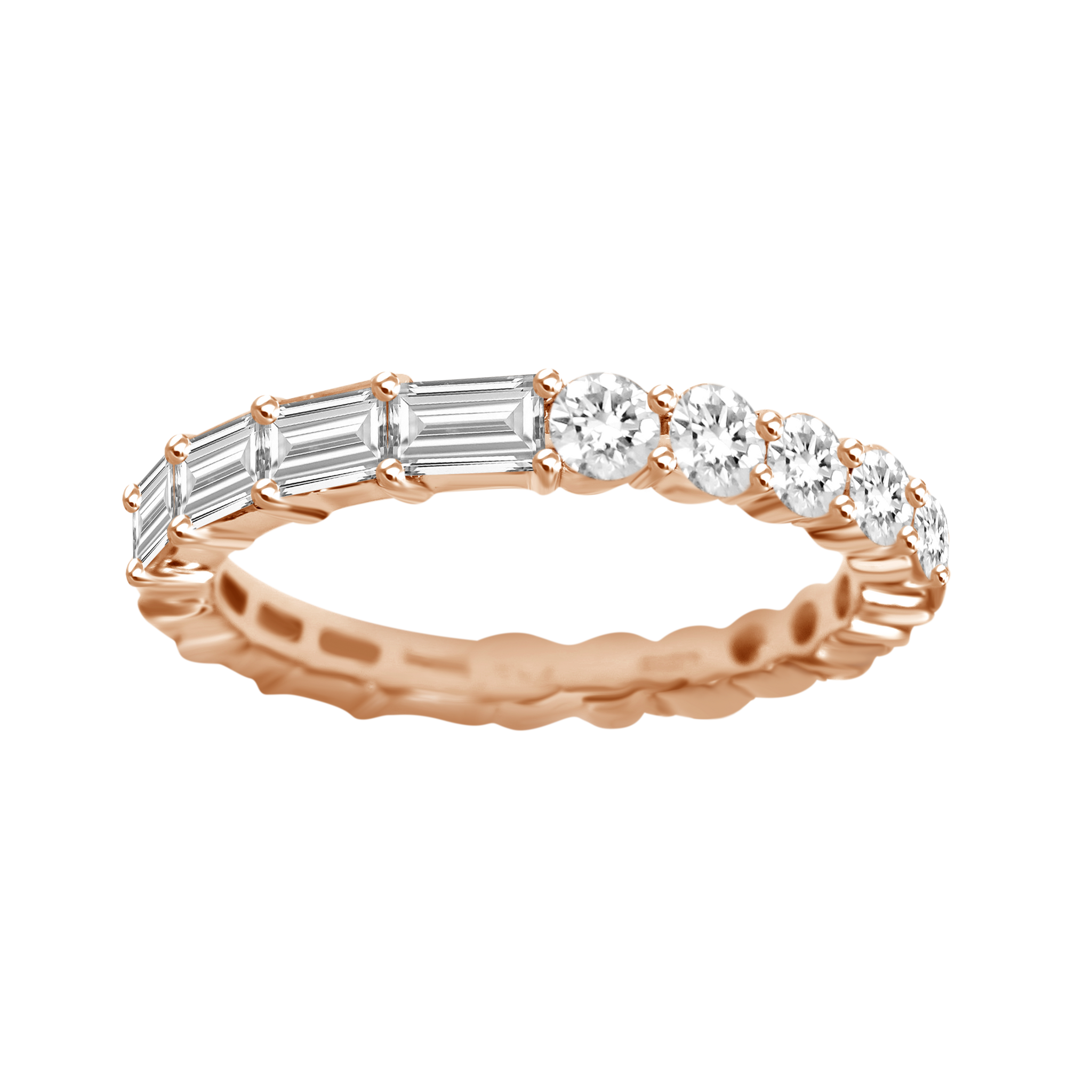 18K Rose Gold Diamond Half and Half Eternity Band