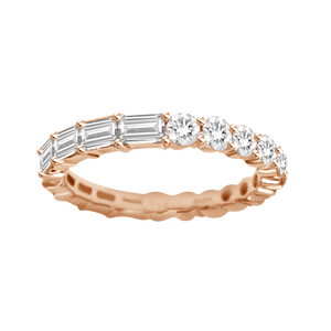18K Rose Gold Diamond Half and Half Eternity Band