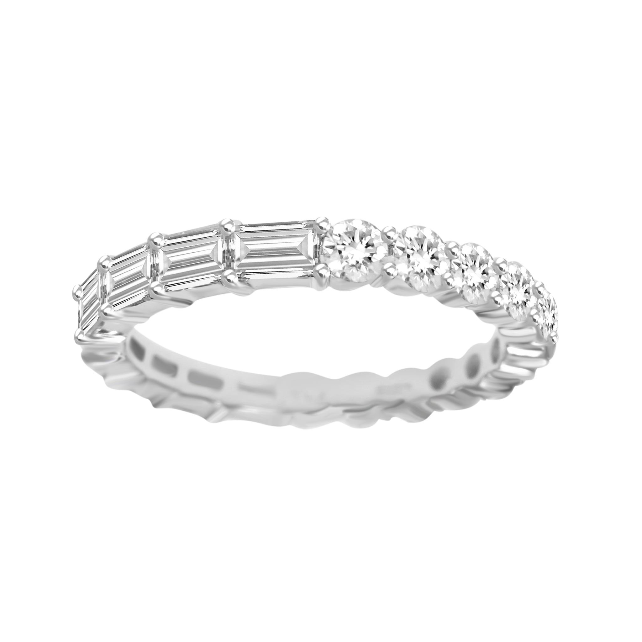 18K White Gold Diamond Half and Half Eternity Band