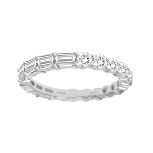 18K White Gold Diamond Half and Half Eternity Band