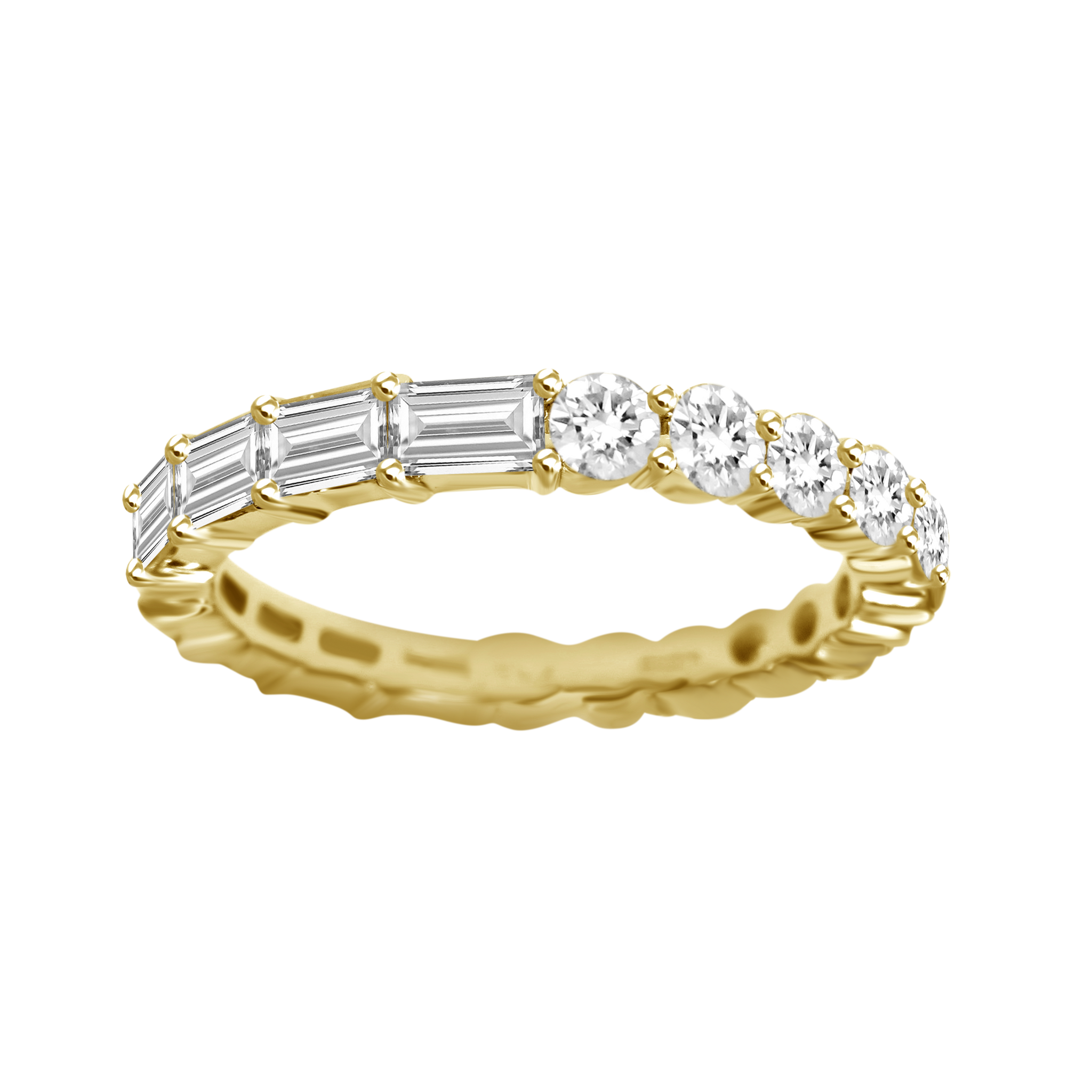 18K Yellow Gold Diamond Half and Half Eternity Band
