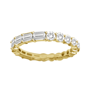 18K Yellow Gold Diamond Half and Half Eternity Band