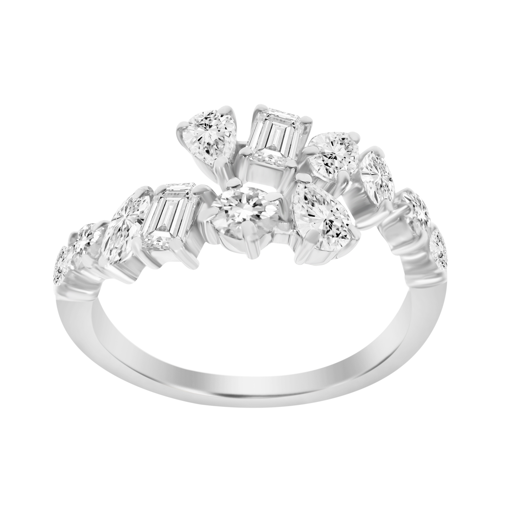 18K White Gold Diamond Multishaped Wrap Ring