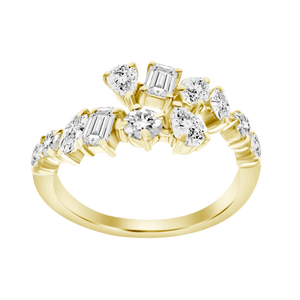18K Yellow Gold Diamond Multishaped Wrap Ring