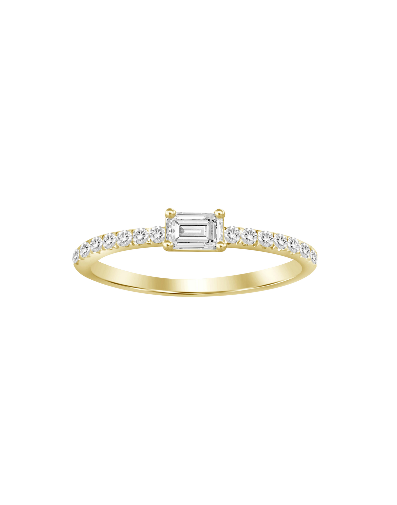 18K Yellow Gold Baguette Diamond Ring