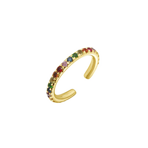 14K YELLOW GOLD RAINBOW SAPPHIRE EAR CUFF