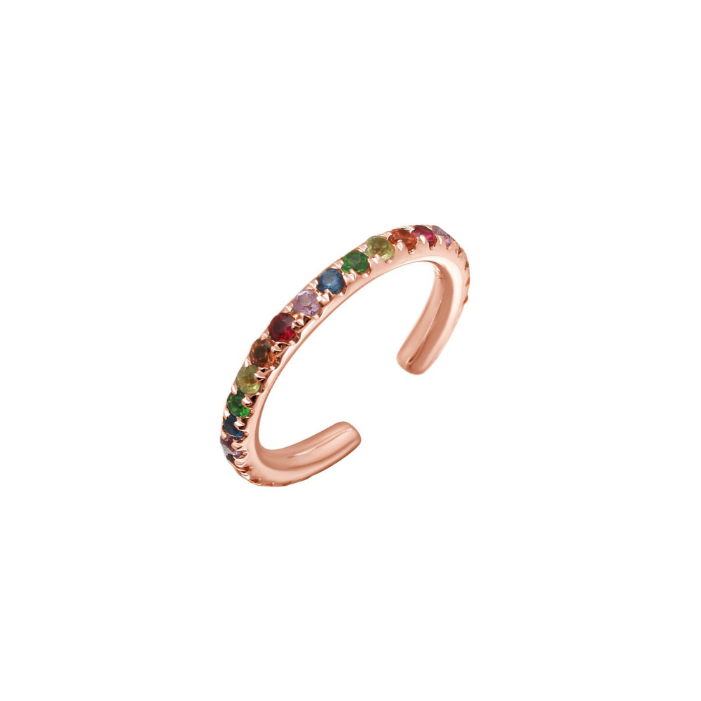 14K ROSE GOLD RAINBOW SAPPHIRE EAR CUFF
