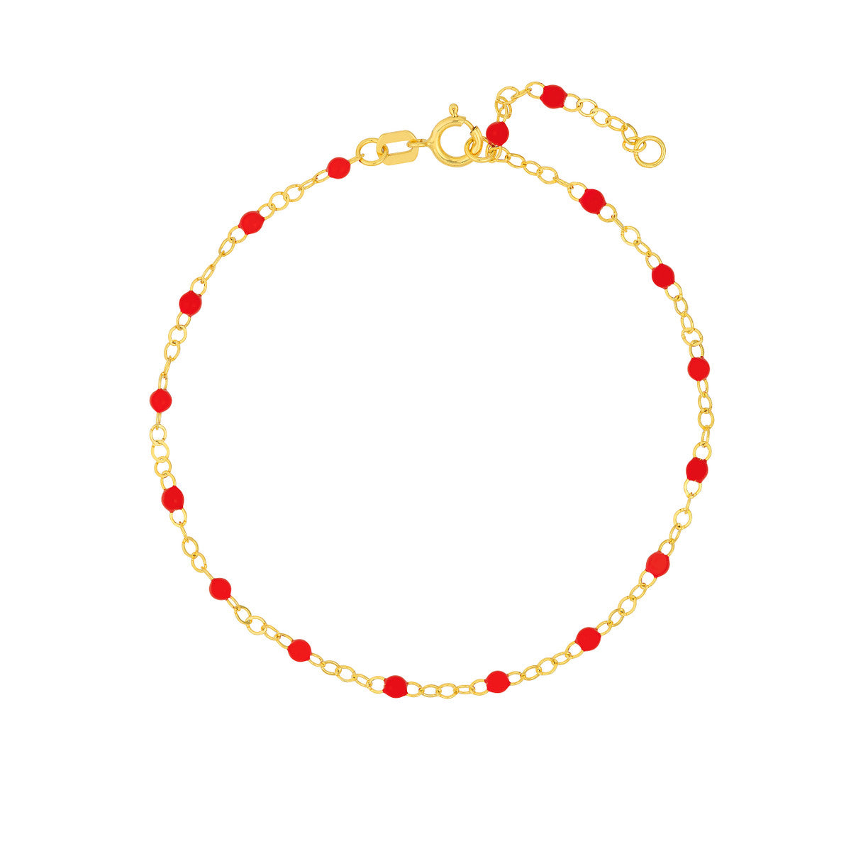 14K GOLD CHAIN WITH ENAMEL BEAD BRACELET