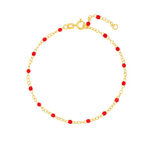 14K GOLD CHAIN WITH ENAMEL BEAD BRACELET
