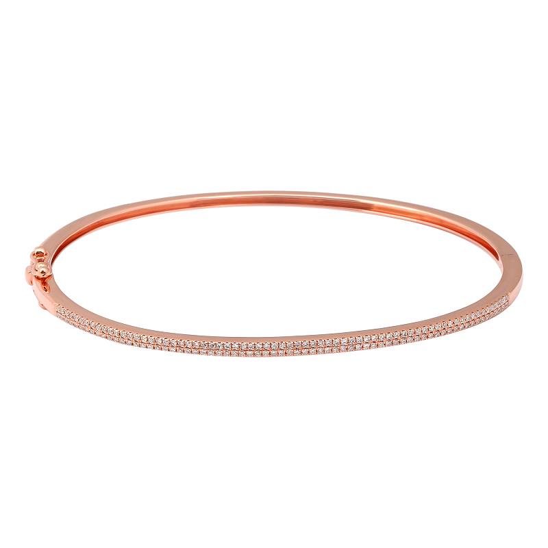 14K Rose Gold Petite Pavé Diamond Bangle