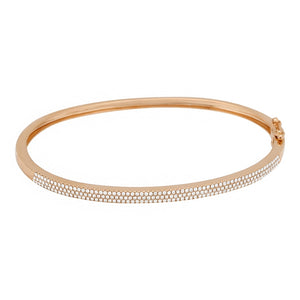 14K Rose Gold Small Pavé Diamond Bangle