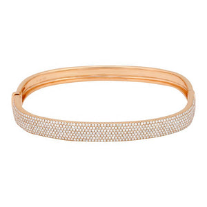 14K Rose Gold Large Pavé Diamond Bangle