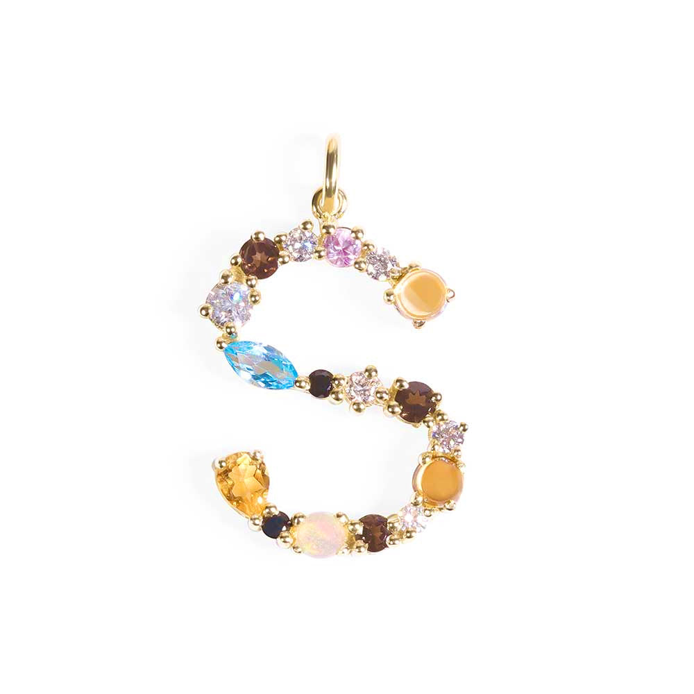 MIXED GEMSTONE LETTER CHARM