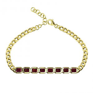 14K GOLD RHODOLITE CUBAN LINK BRACELET