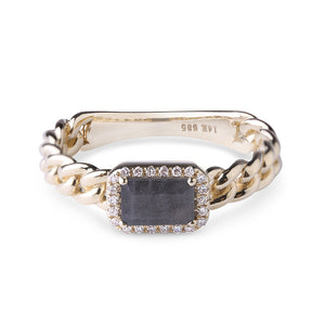 Labradorite and Diamond Chain Link Ring