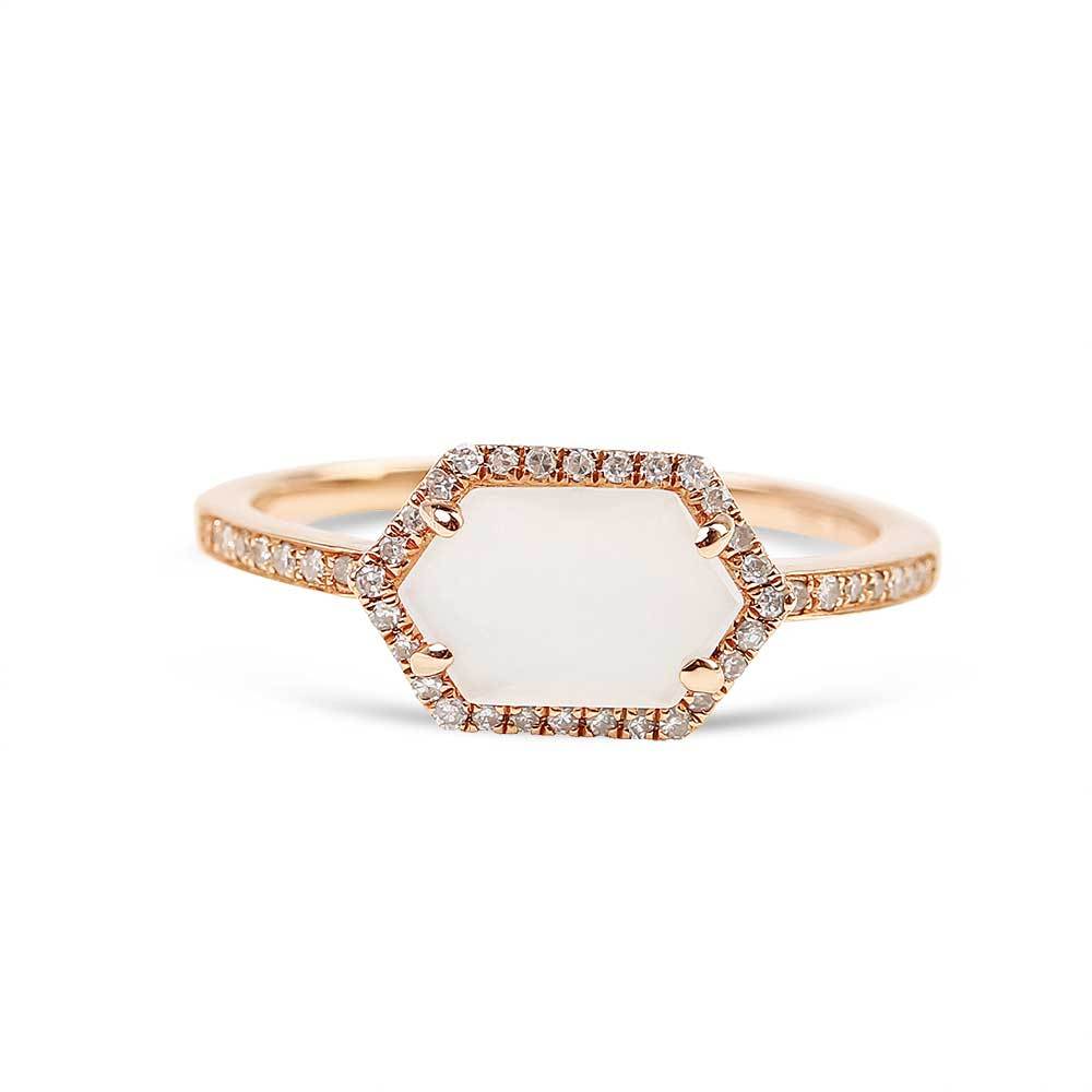 MOONSTONE AND DIAMOND RING