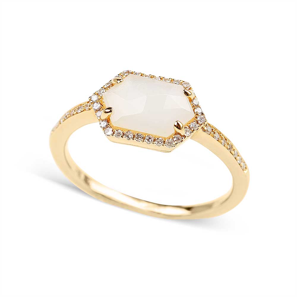 DIAMOND AND MOONSTONE RING