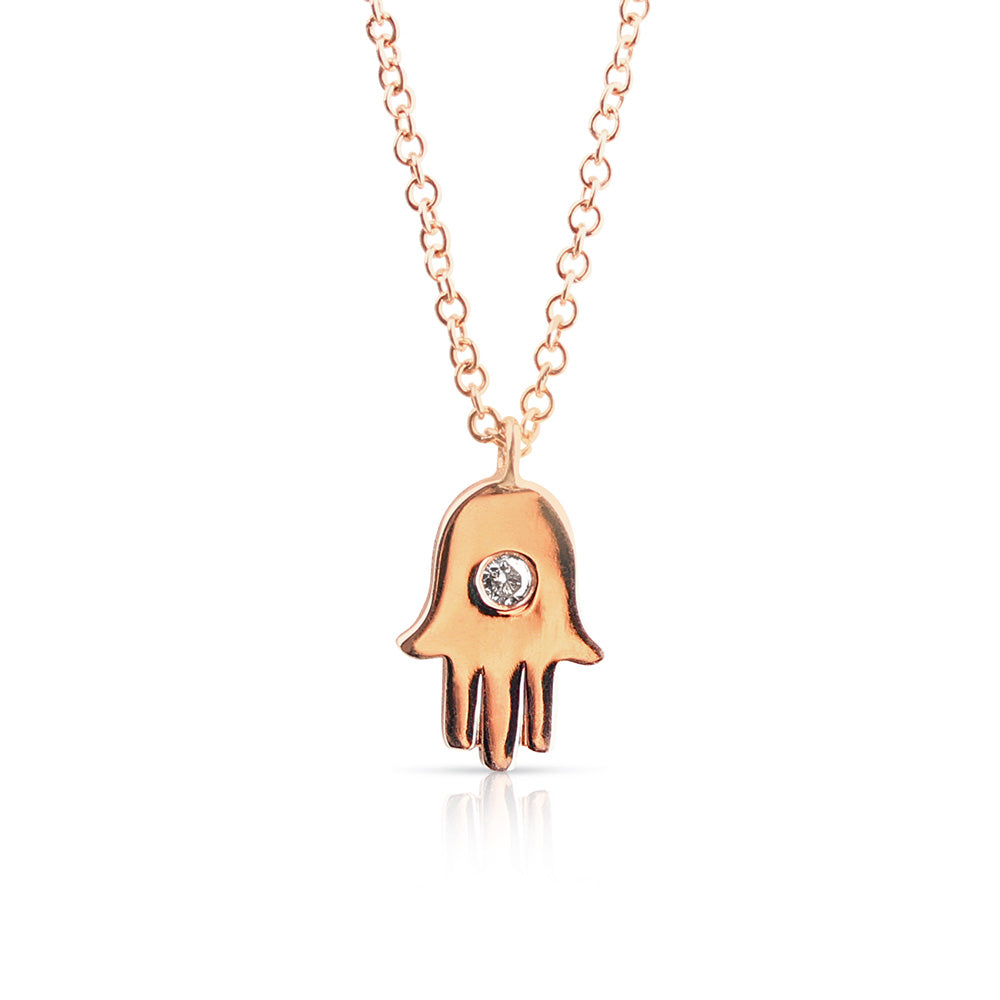 14K GOLD HAMSA NECKLACE WITH DIAMOND