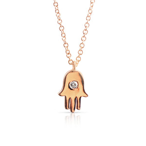 14K GOLD HAMSA NECKLACE WITH DIAMOND