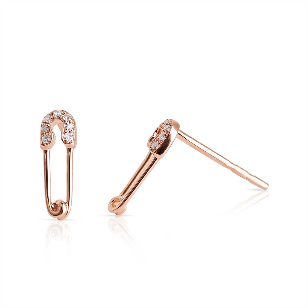 Diamond Safety Pin Earrings