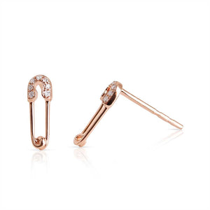 Diamond Safety Pin Earrings
