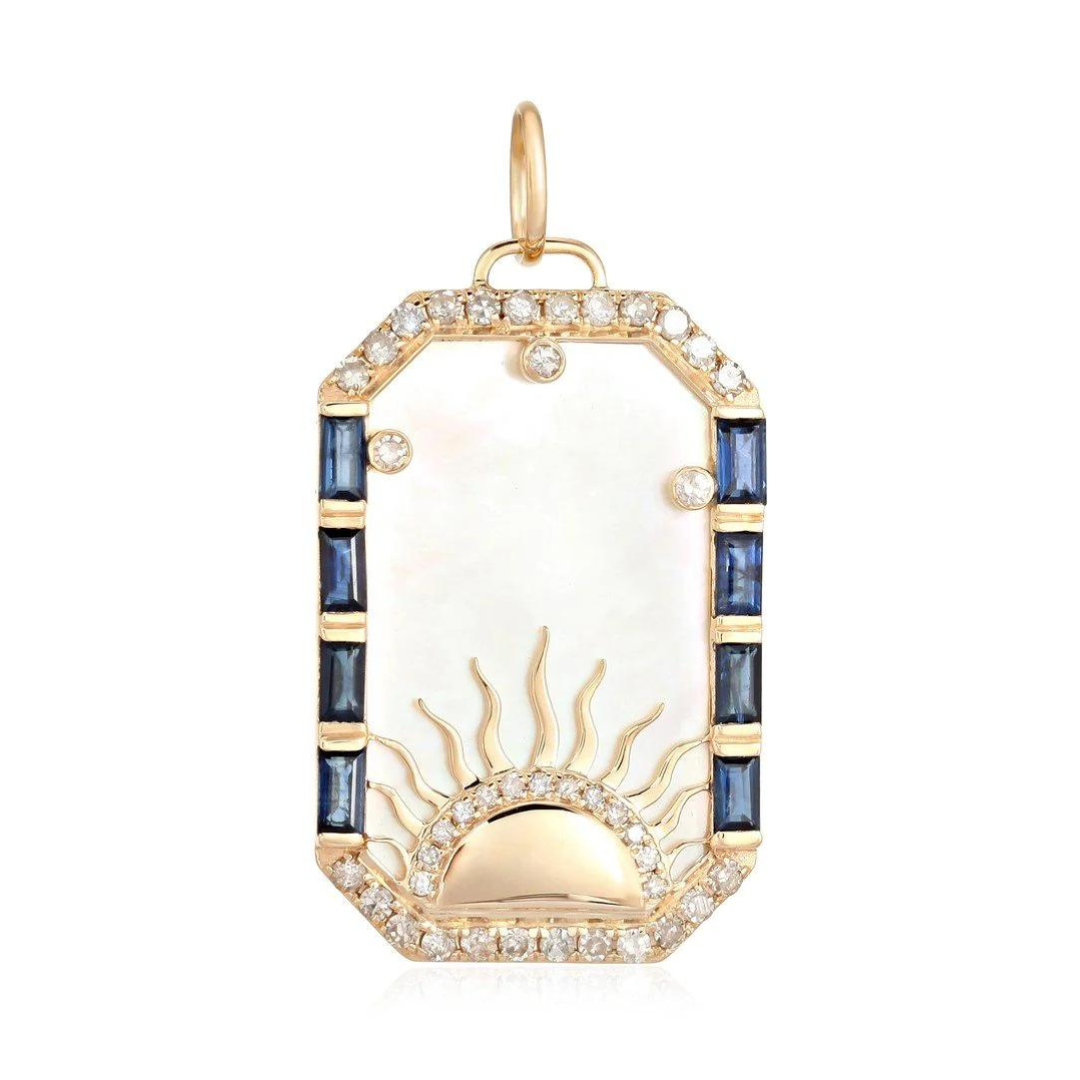 Mother of Pearl with Sapphire and Diamond Sun Medallion
Sapphire and Diamond Sun Medallion with Mother of Pearl
Diamond and Sapphire Sun Pendant with Mother of Pearl
Luxury Mother of Pearl and Sapphire Diamond Sun Medallion
Sun Medallion with Mother of Pearl, Sapphire, and Diamonds
Sun medallion
Mother of Pearl pendant
Sapphire pendant
Diamond charm
Fine jewelry
Designer necklace
Luxury pendant
Statement jewelry
Custom medallion