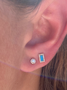 ANNIE DIAMOND AND TURQUOISE BAR EARRINGS