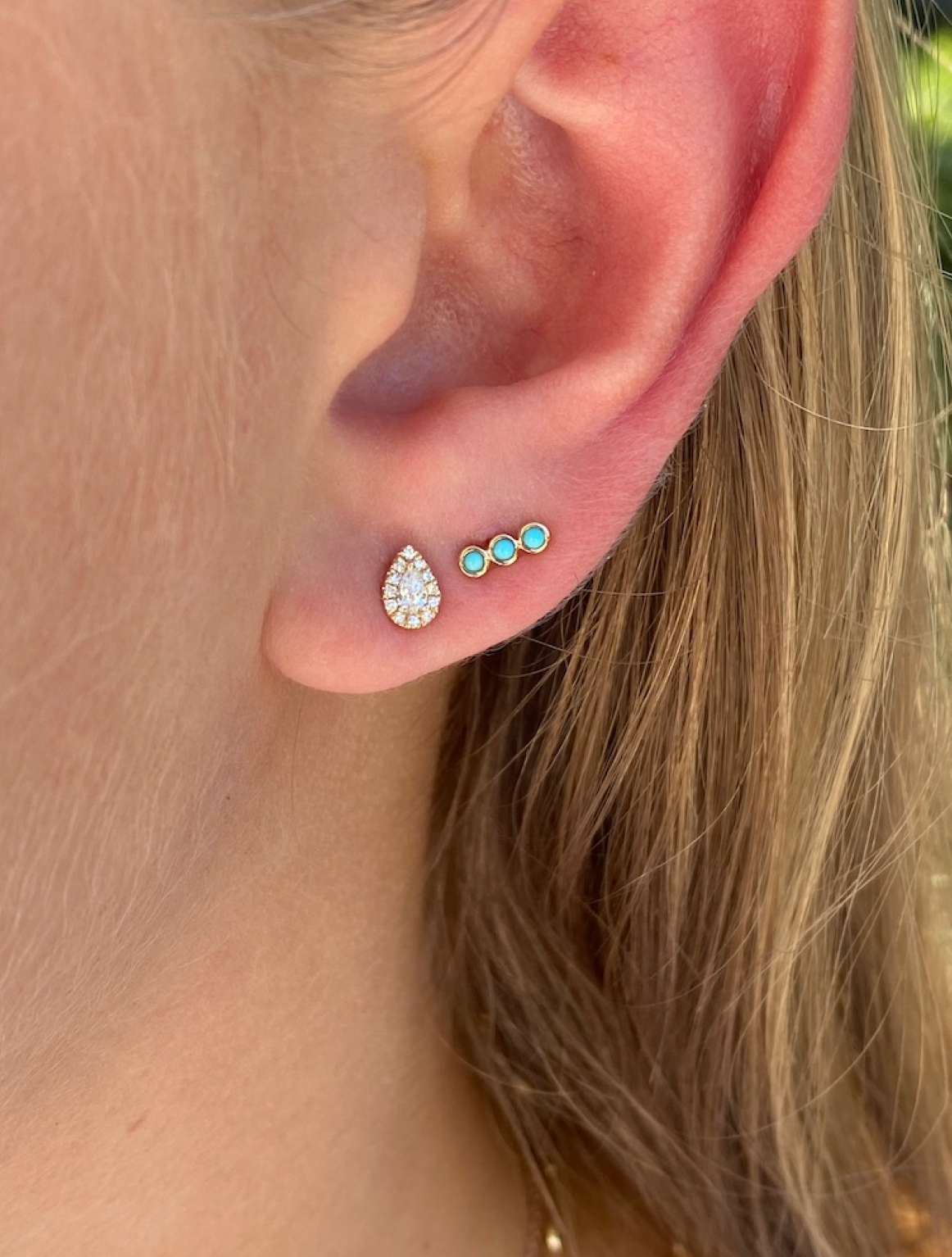 ELLIE BEZEL SET TURQUOISE STUDS