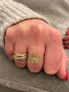 14K GOLD AND DIAMOND QUAD CRISSCROSS RING