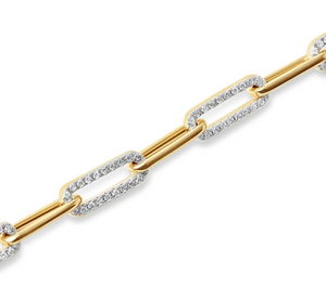 14K GOLD AND DIAMOND PAPERCLIP BRACELET