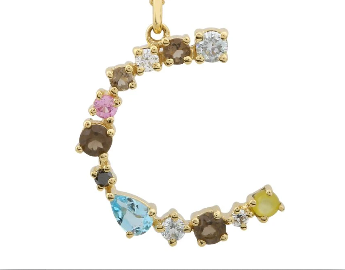 MIXED GEMSTONE LETTER CHARM