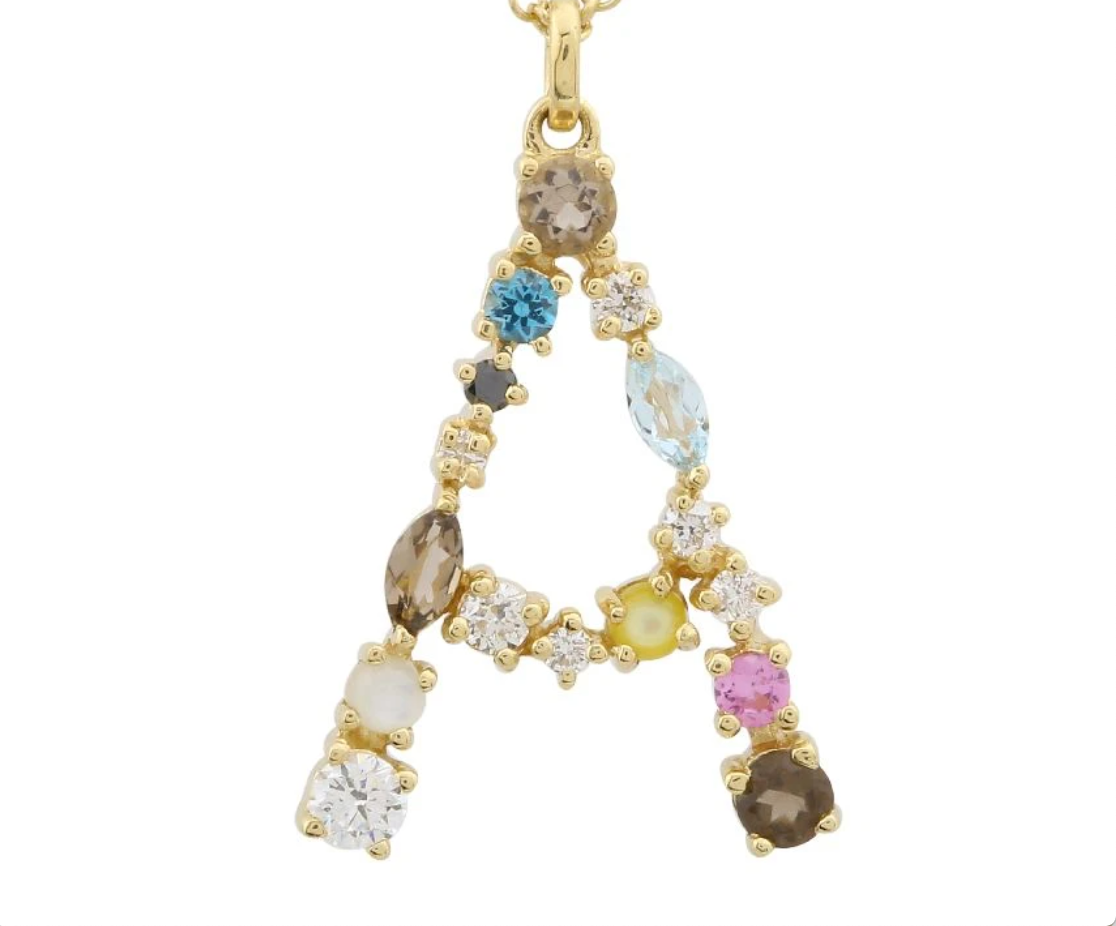 MIXED GEMSTONE LETTER CHARM