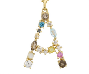 MIXED GEMSTONE LETTER CHARM