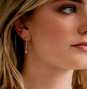 18K GOLD AND MULTI DIAMOND DROP EARRINGS