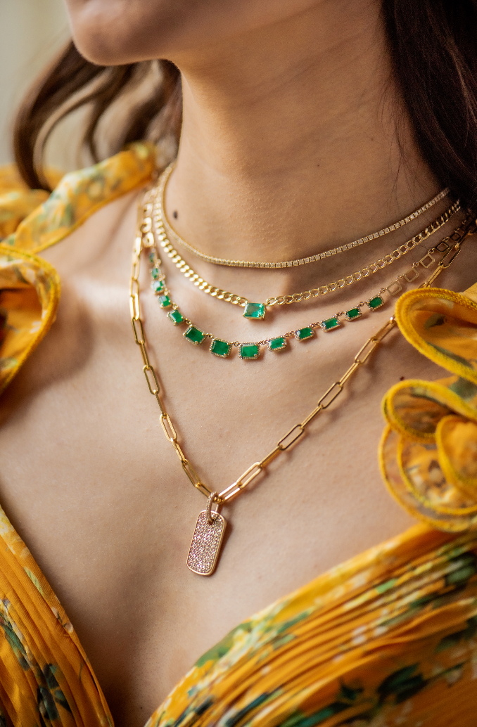 SALT. Fine Jewelry | GEMSTONE NECKLACE WITH CUBAN CHAIN SALT. Fine Jewelry | GEMSTONE NECKLACE WITH CUBAN CHAIN