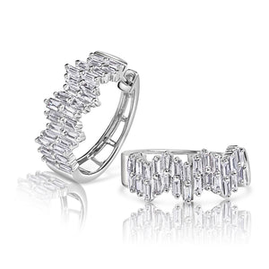 Jagged Baguette Diamond Hoop Earrings