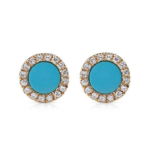 ROUND TURQUOISE AND DIAMOND EARRINGS