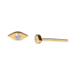 gold evil eye studs with diamond