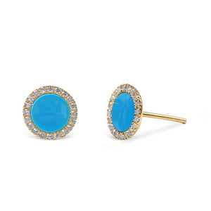 TURQUOISE STUDS WITH DIAMOND EDGE