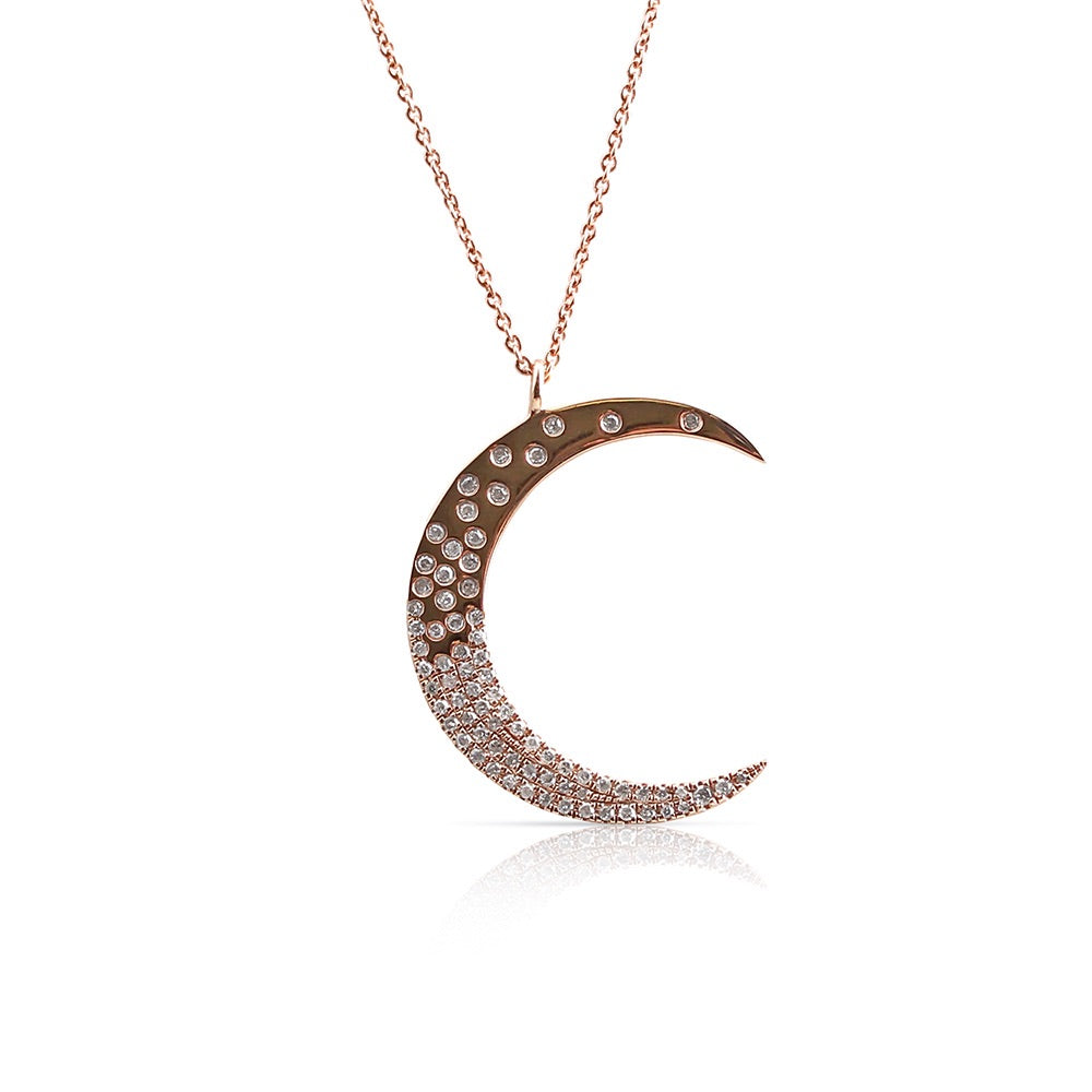 CELESTIAL SCATTERED DIAMOND MOON NECKLACE