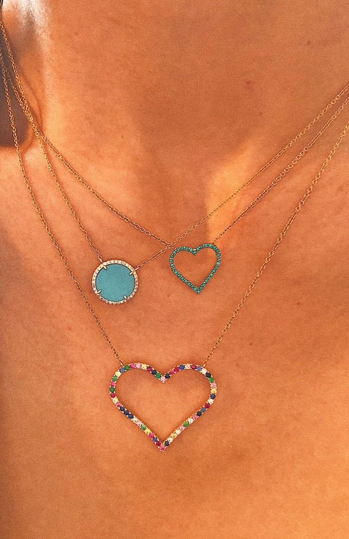 TURQUOISE AND DIAMOND ROUND PENDANT
