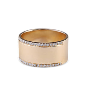 GOLD AND DIAMOND CIGAR BAND RING
