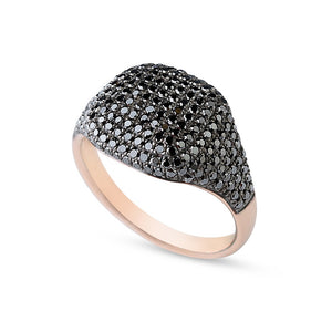 Black Diamond and Rose Gold Pinky Ring
