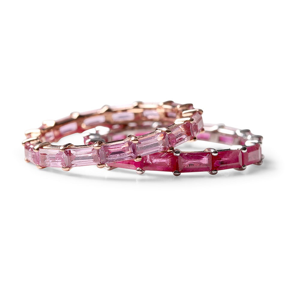 PINK SAPPHIRE BAGUETTE  ETERNITY BAND