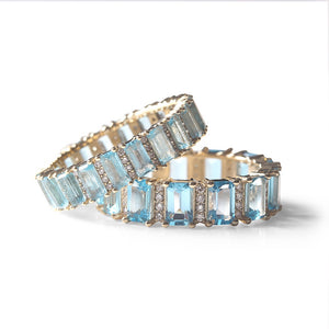 BLUE SAPPHIRE BAGUETTE ETERNITY STACKING RING