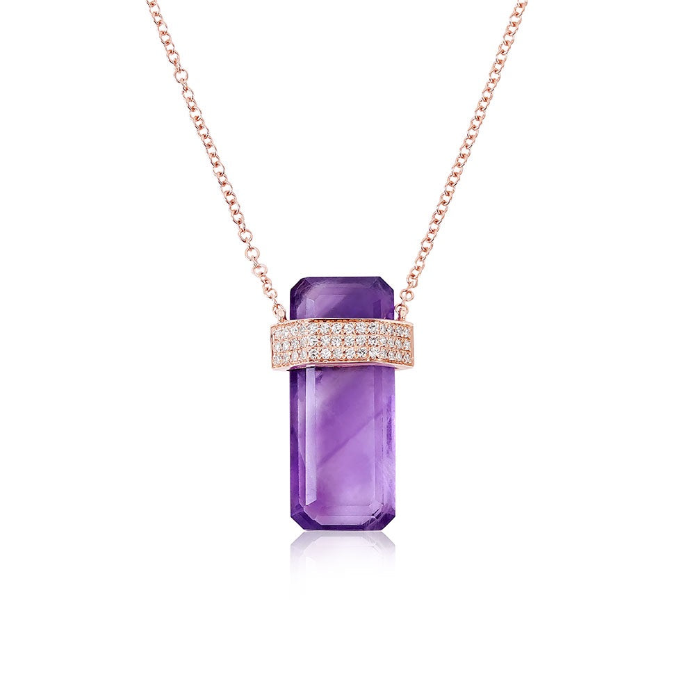 AMETHYST CRYSTAL NECKLACE WITH DIAMONDS