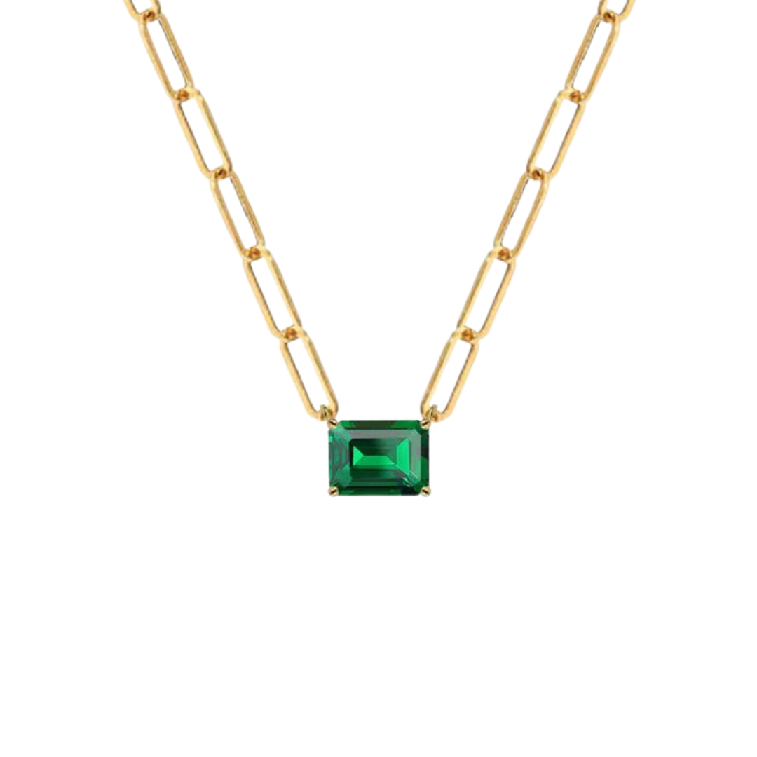 GEMSTONE PAPERCLIP NECKLACE