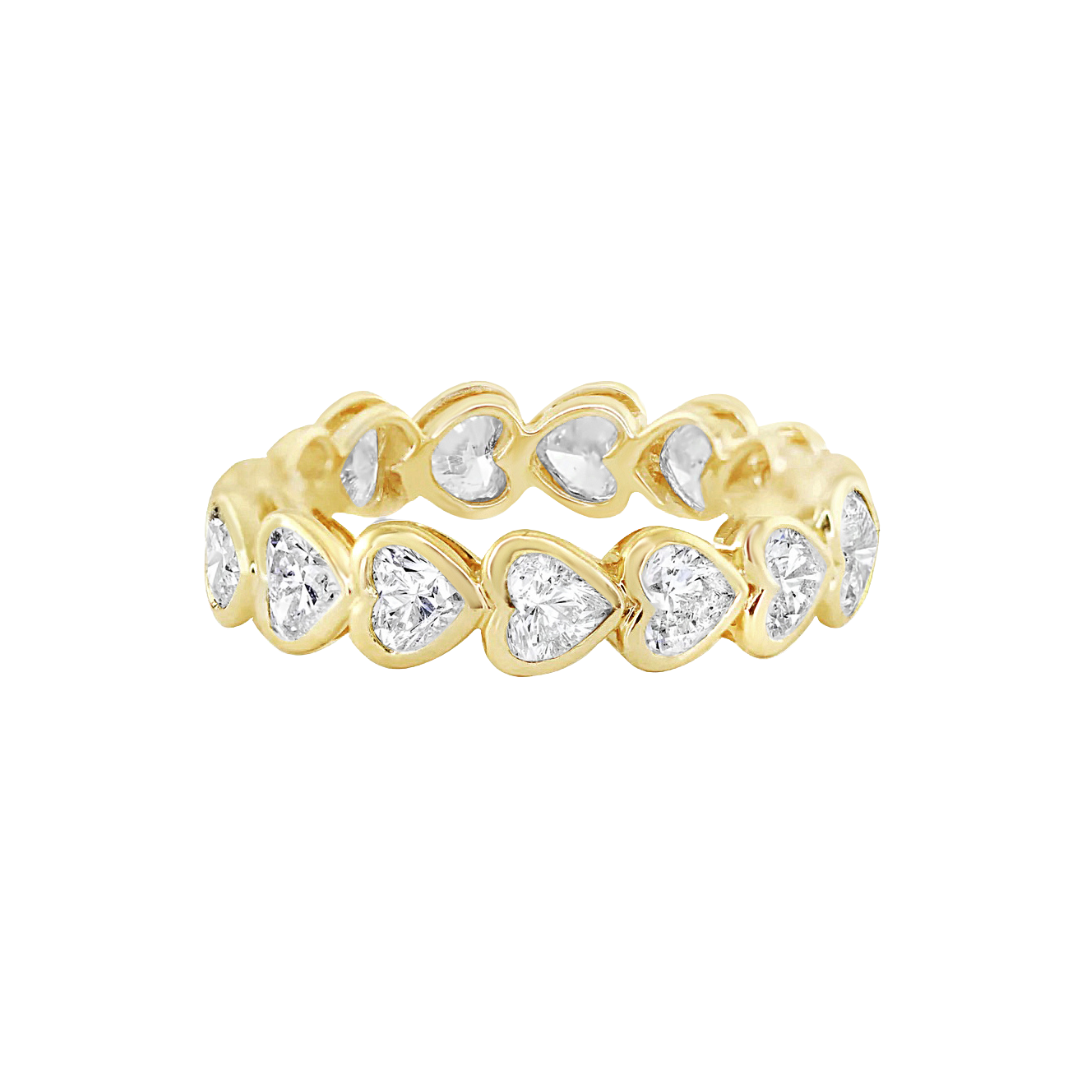 BEZEL SET DIAMOND HEART ETERNITY BAND